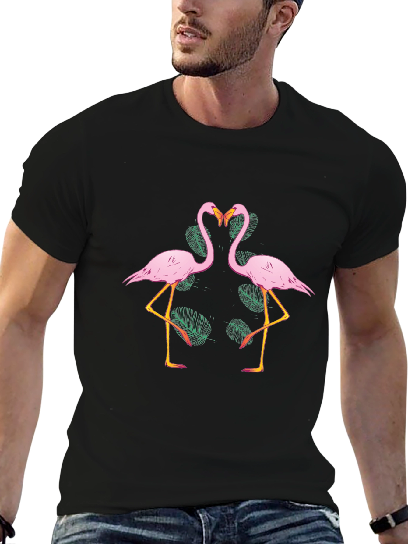 Flamingo Love Graphic Tee - Black