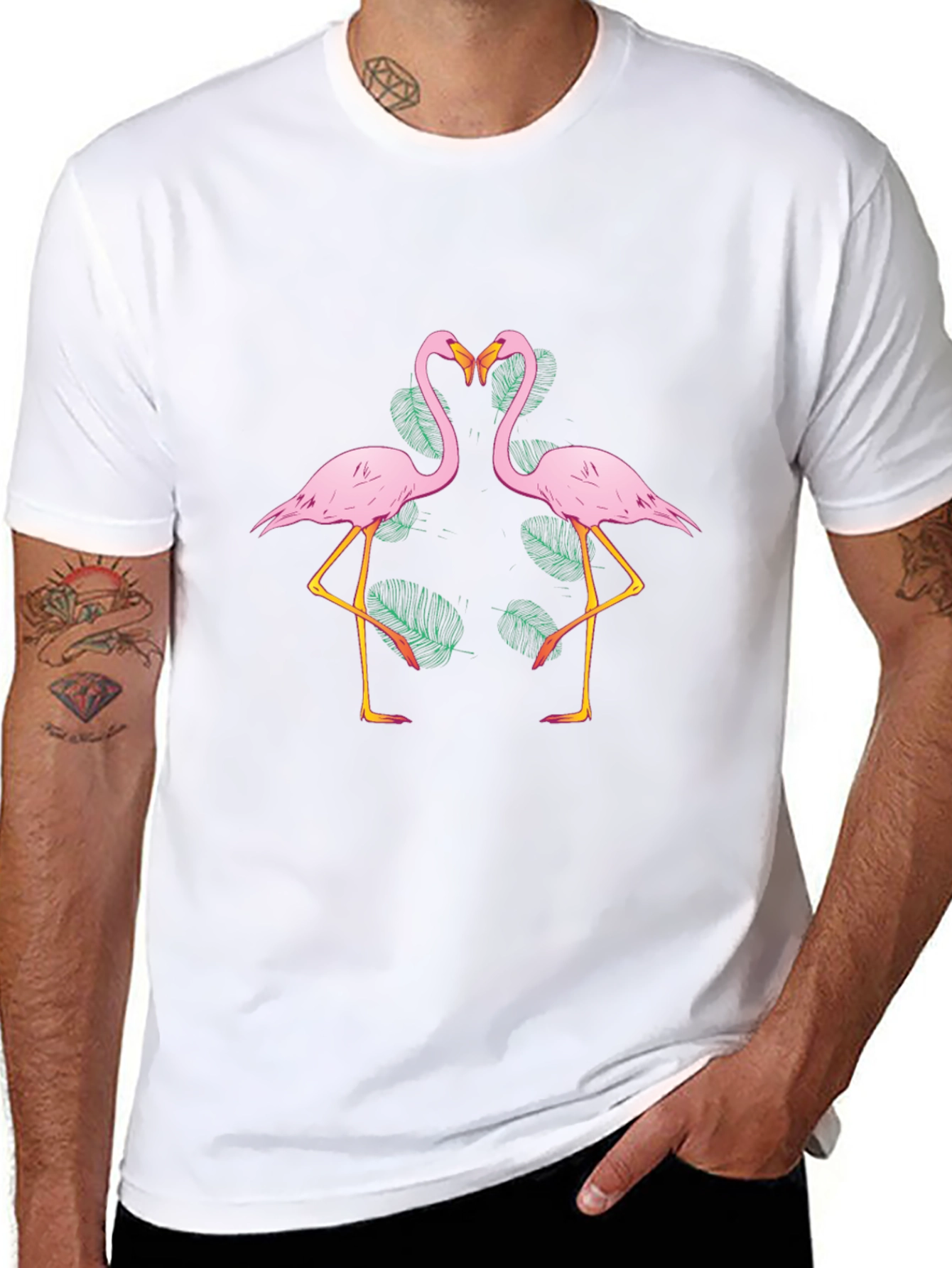 Flamingo Love Graphic Tee - Black
