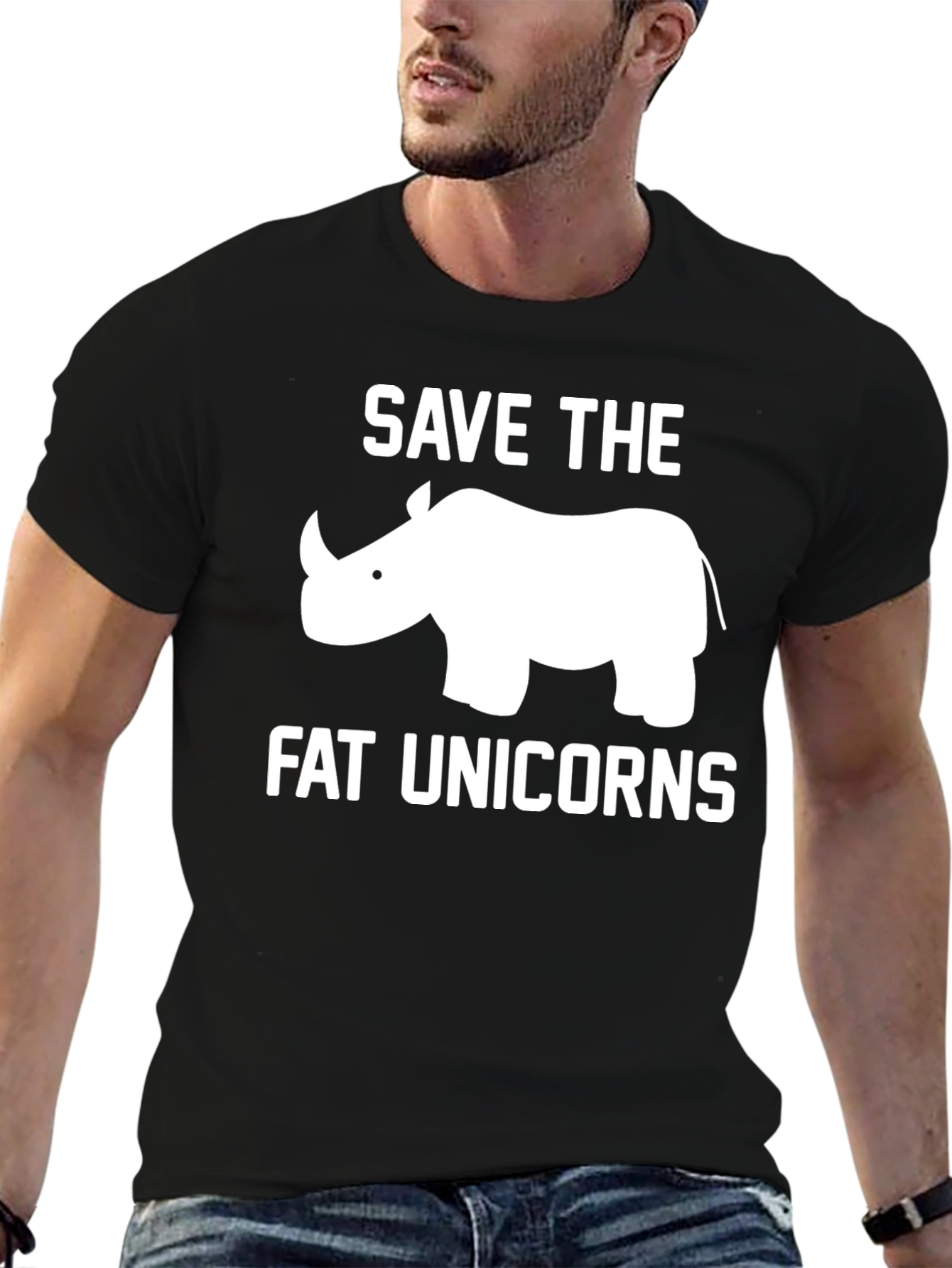Save the Fat Unicorns Black T-Shirt