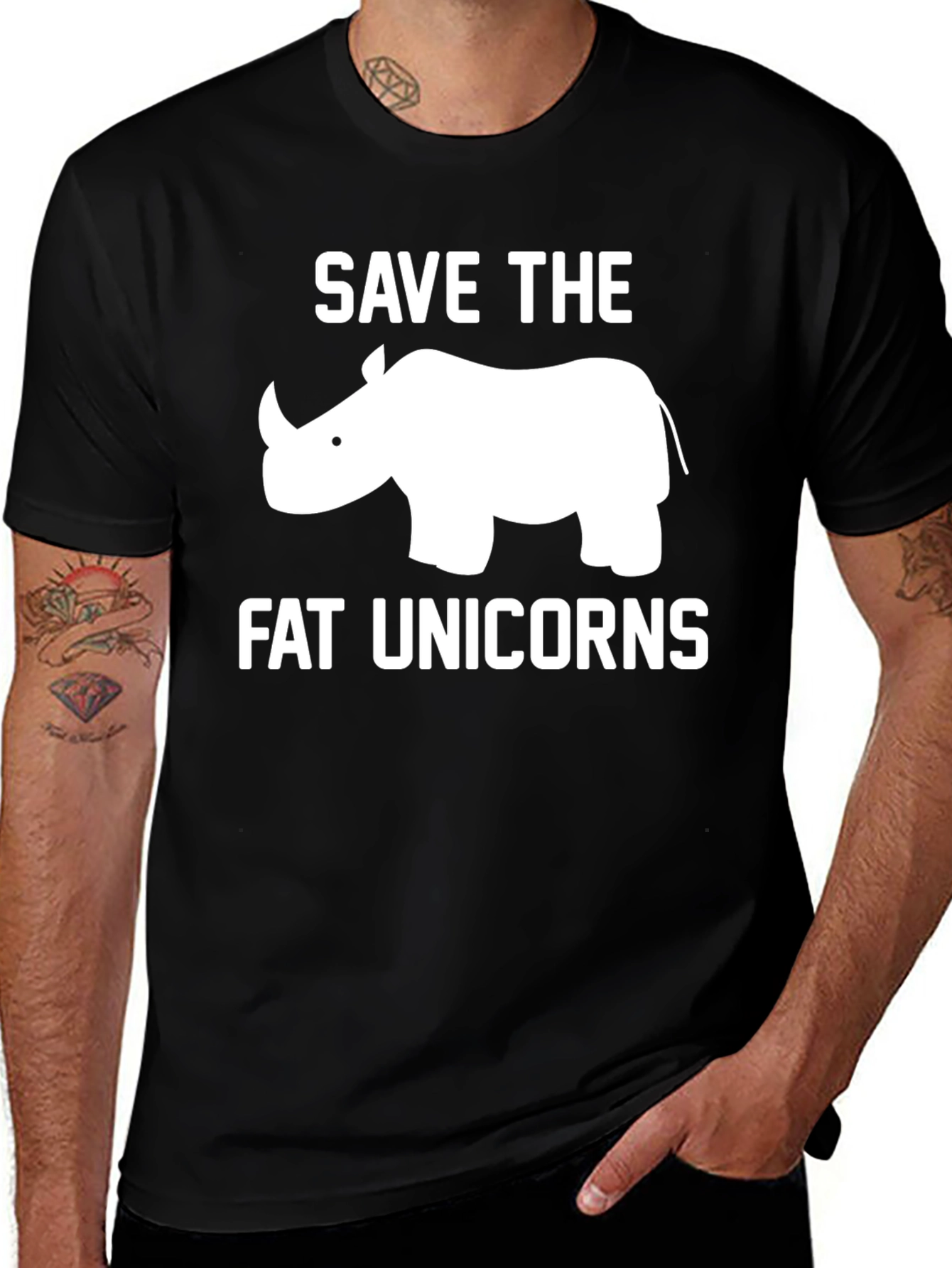 Save the Fat Unicorns Black T-Shirt