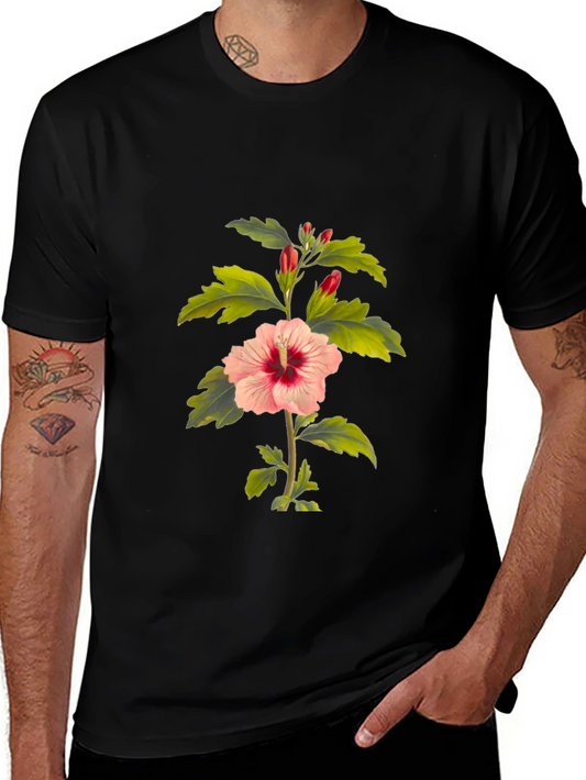 Hibiscus Flower Black T-Shirt
