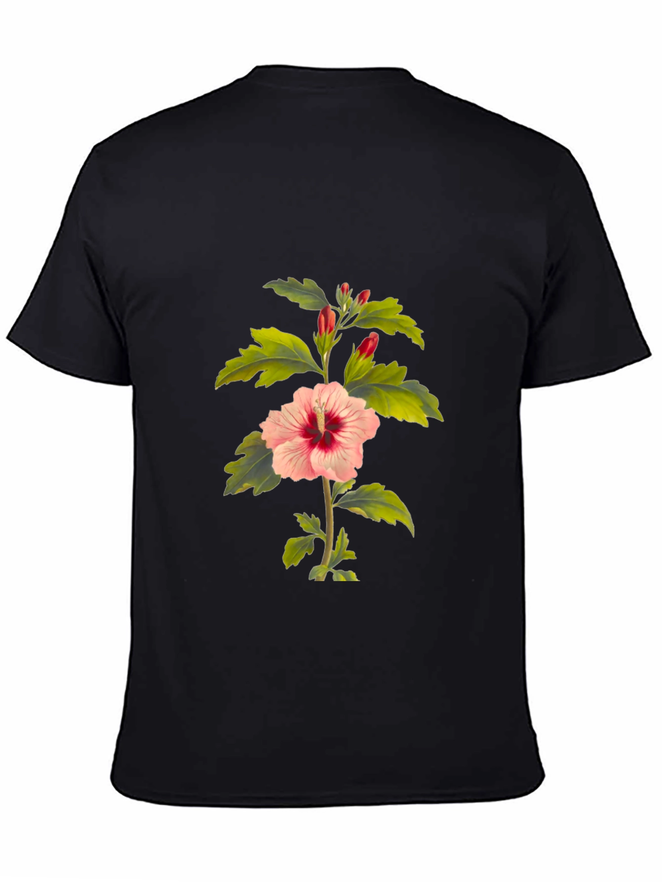 Hibiscus Flower Black T-Shirt