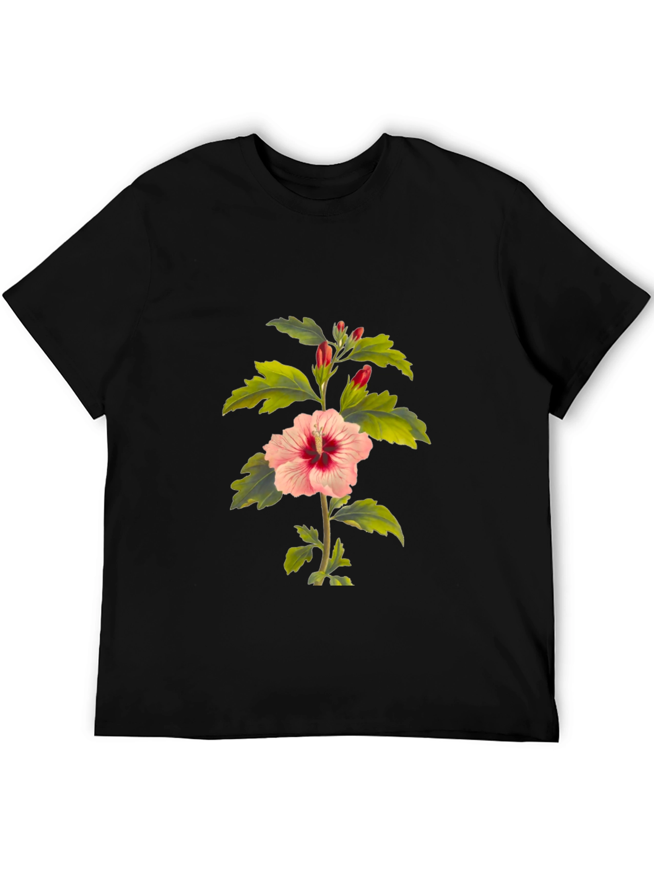 Hibiscus Flower Black T-Shirt