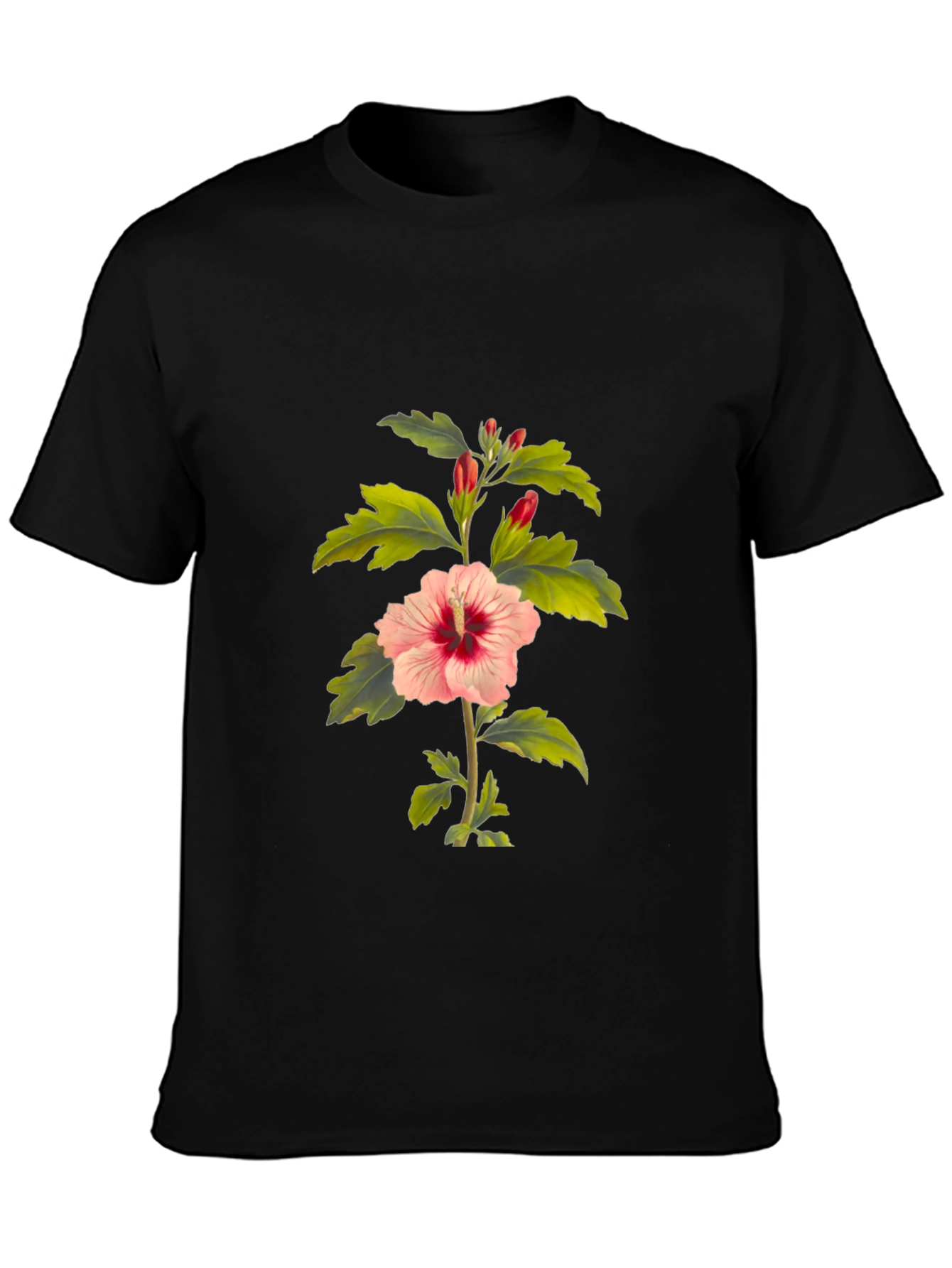 Hibiscus Flower Black T-Shirt