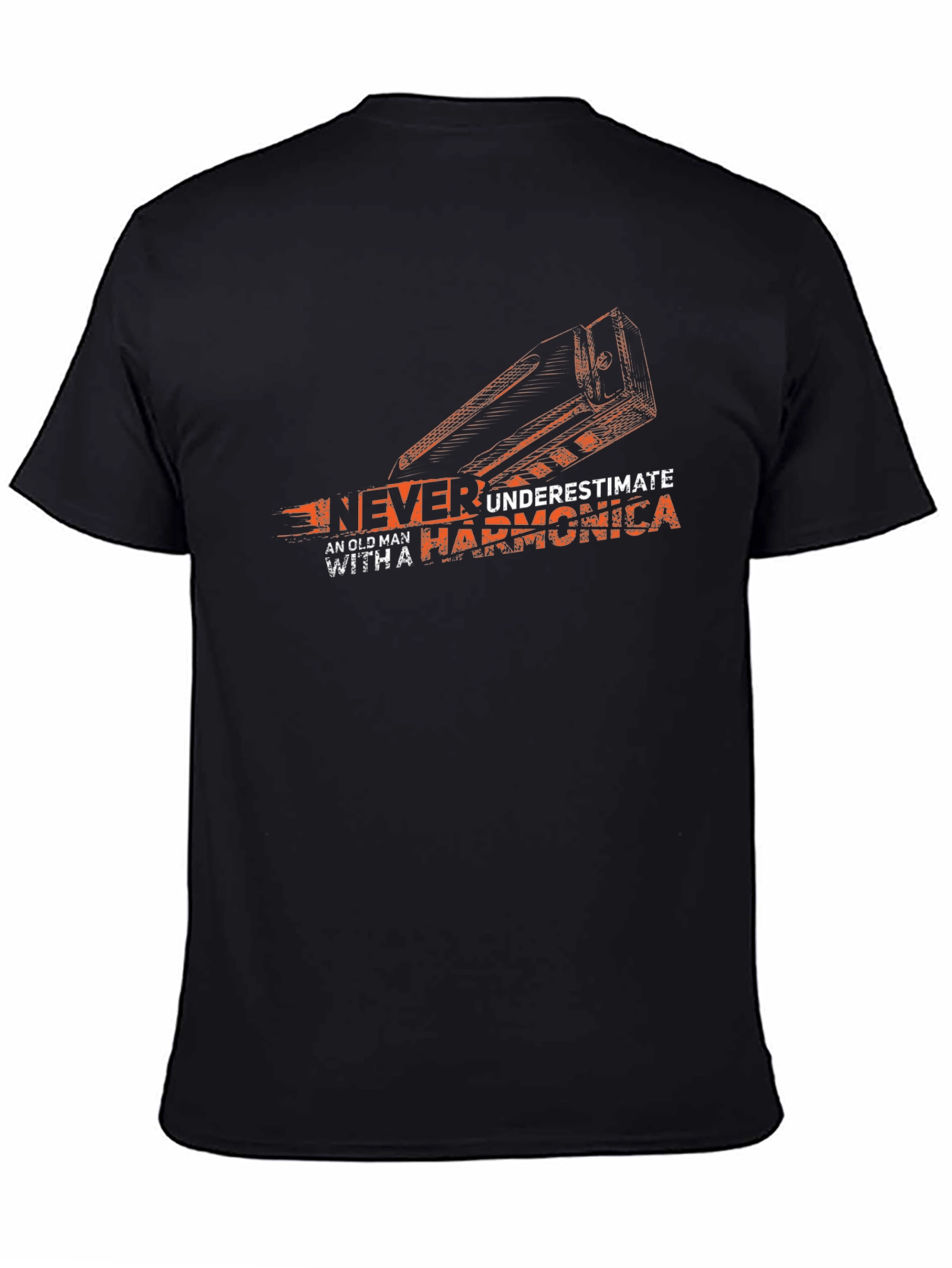 Never Underestimate Harmonica Old Man T-Shirt