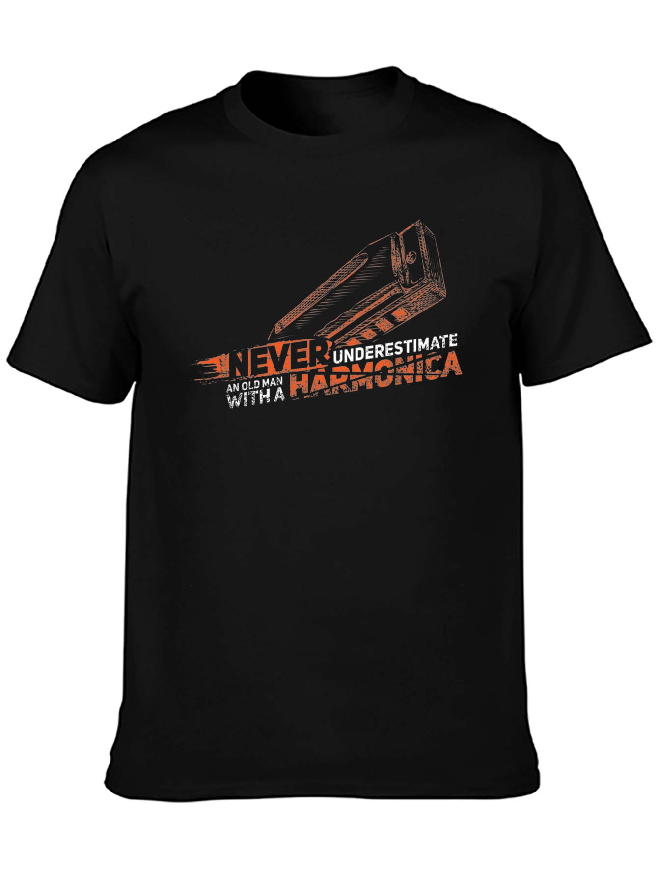 Never Underestimate Harmonica Old Man T-Shirt