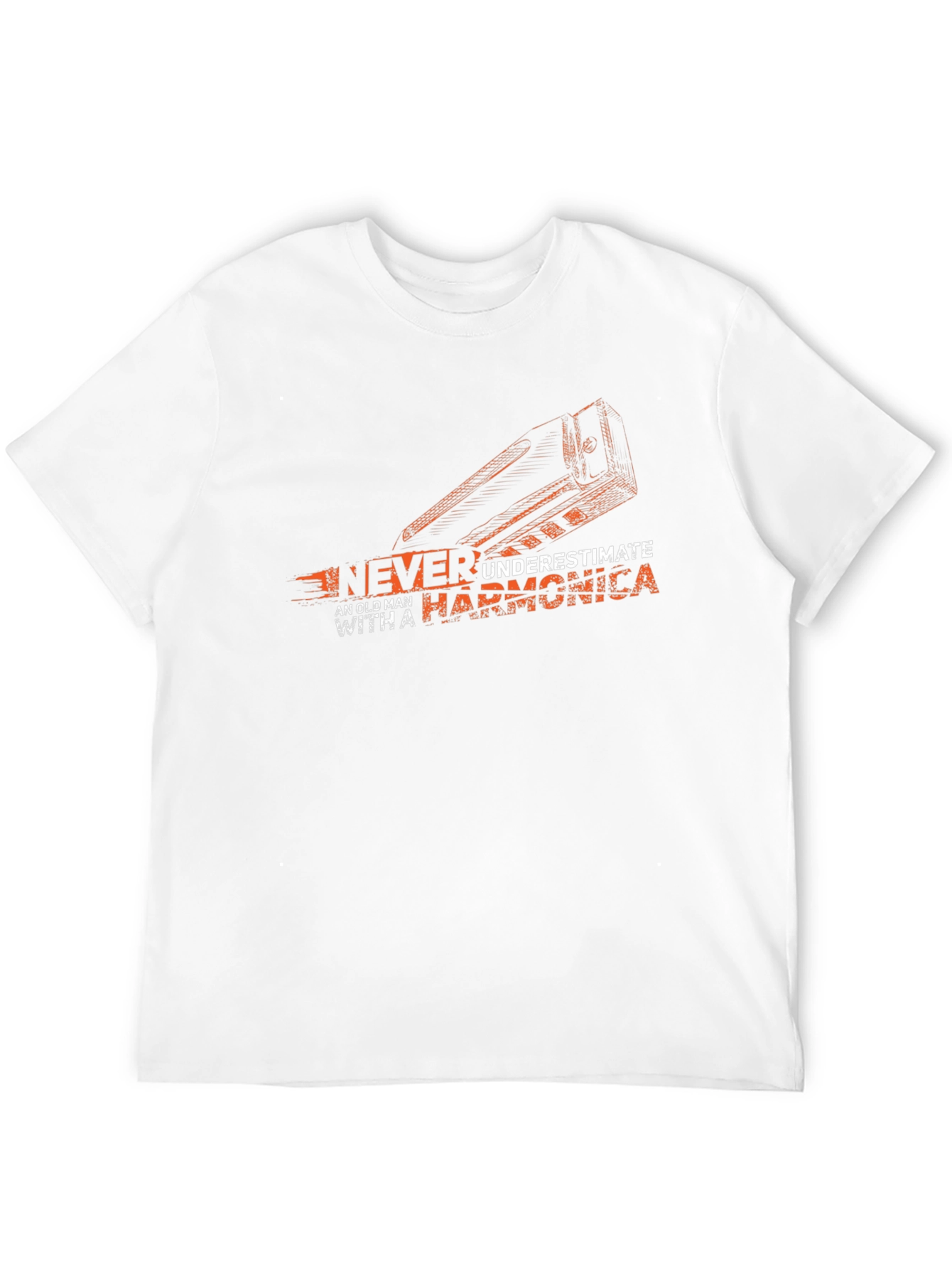 Never Underestimate Harmonica Old Man T-Shirt