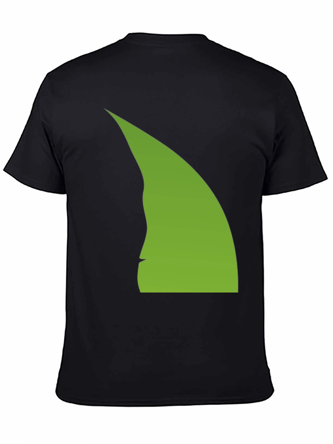 Abstract Green Silhouette on Black T-Shirt