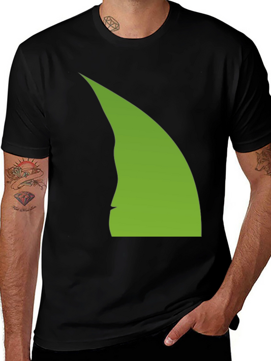 Abstract Green Silhouette on Black T-Shirt