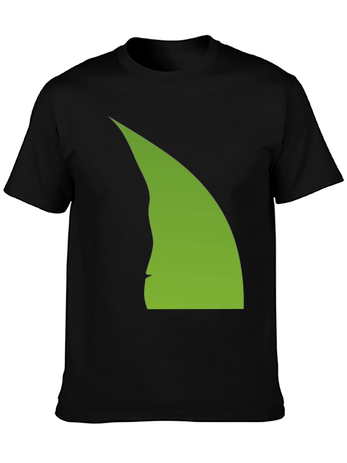 Abstract Green Silhouette on Black T-Shirt