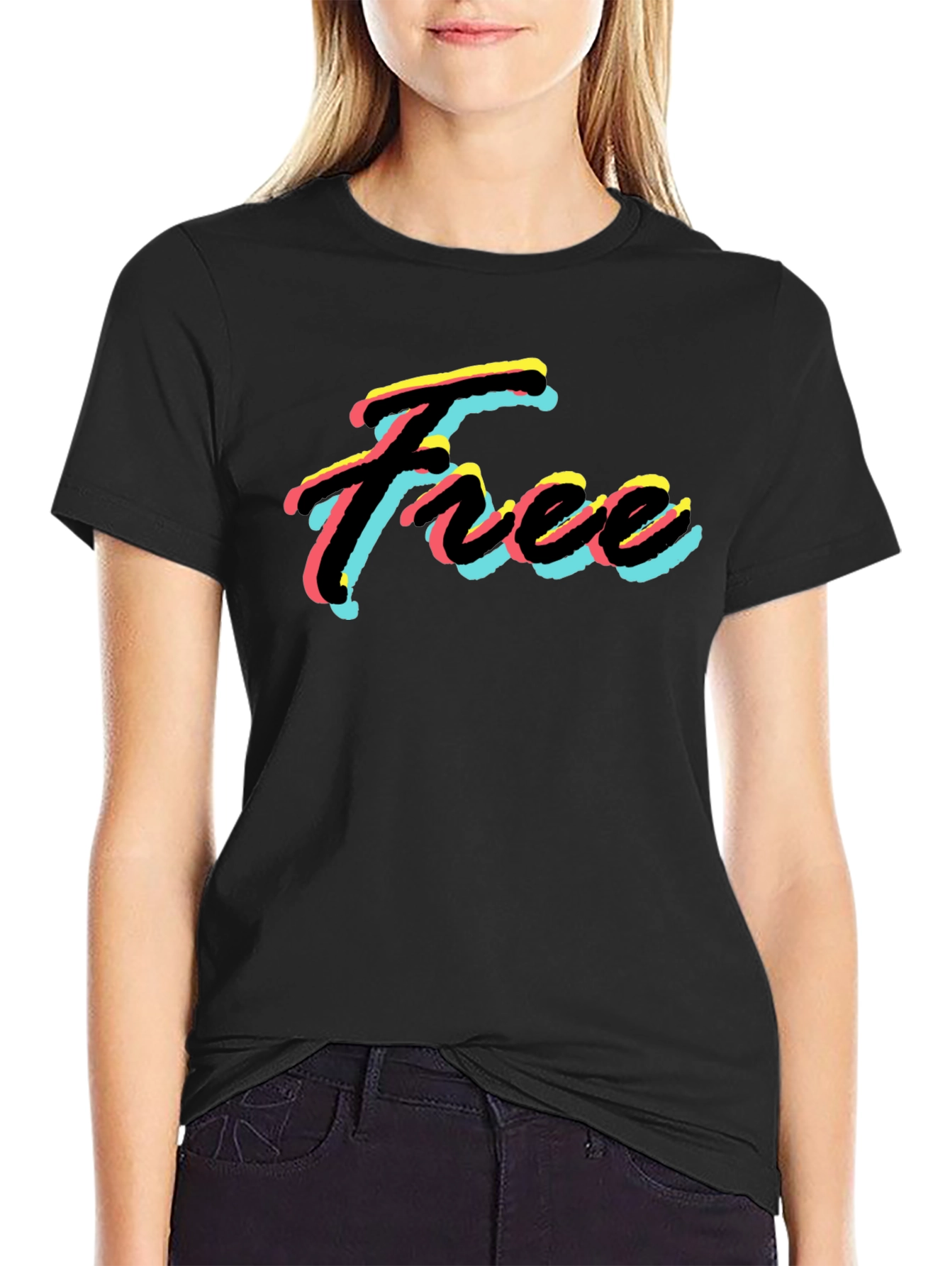 Free Neon Style Black T-Shirt