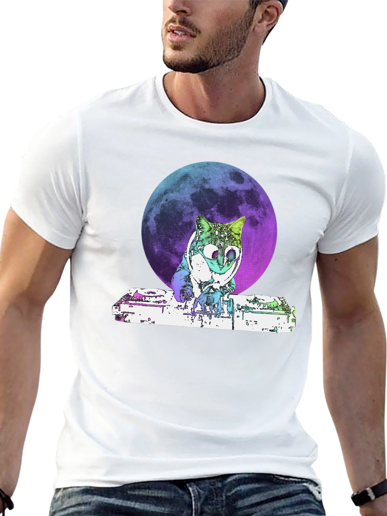 DJ Cat Moon Graphic T-Shirt