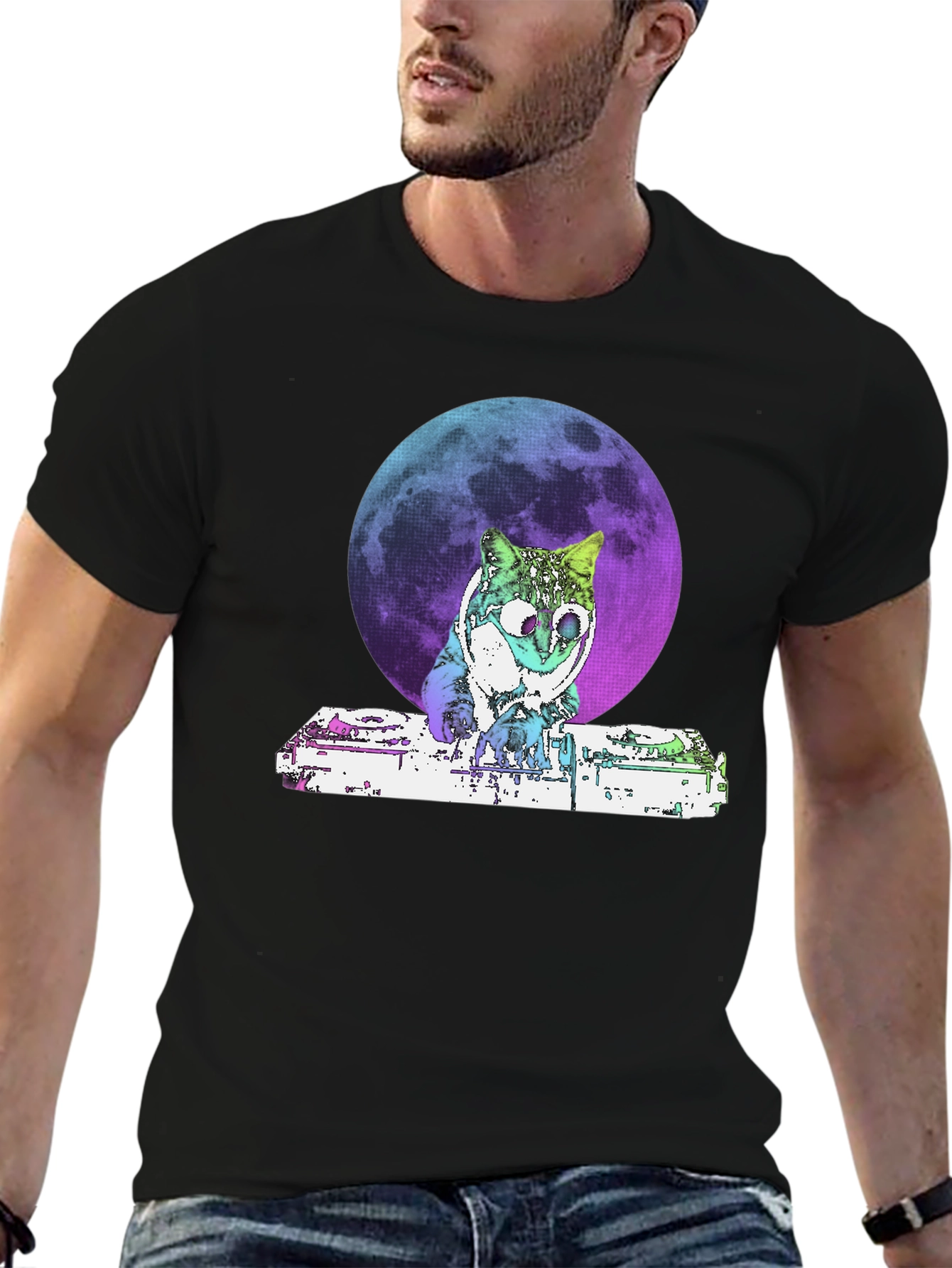 DJ Cat Moon Graphic T-Shirt