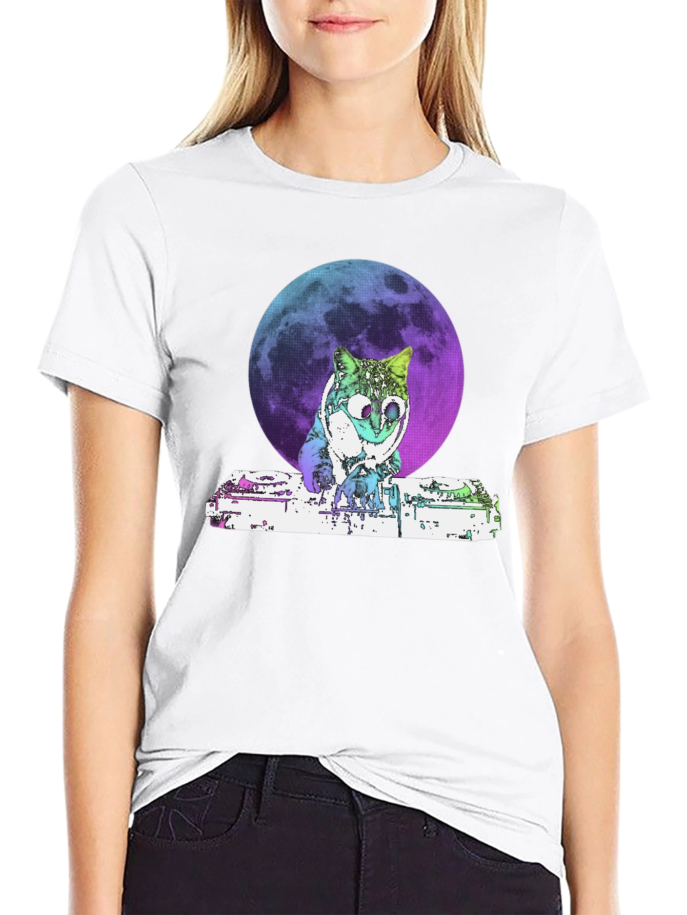 DJ Cat Moon Graphic T-Shirt
