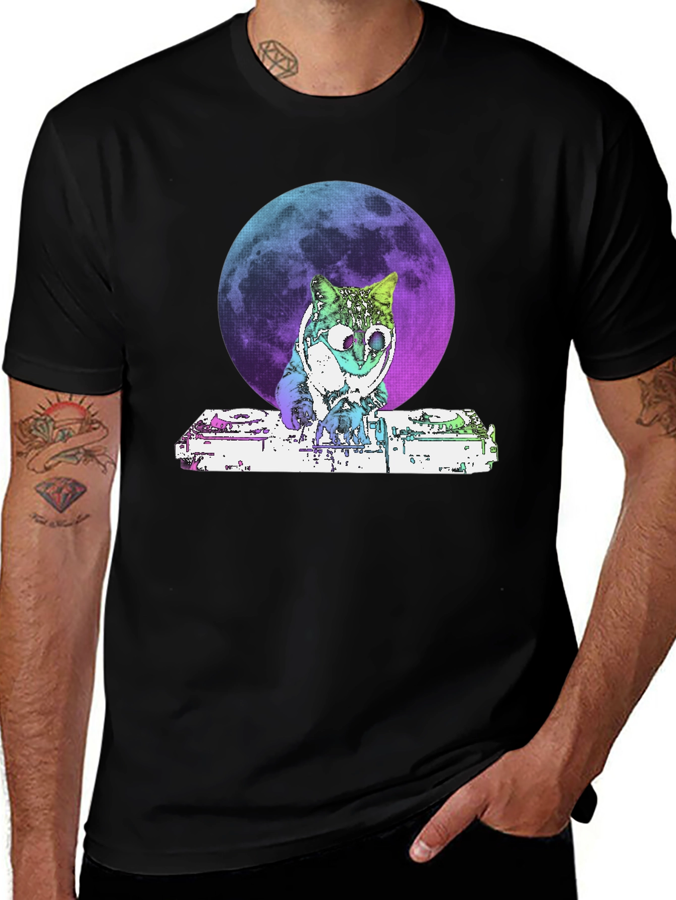 DJ Cat Moon Graphic T-Shirt