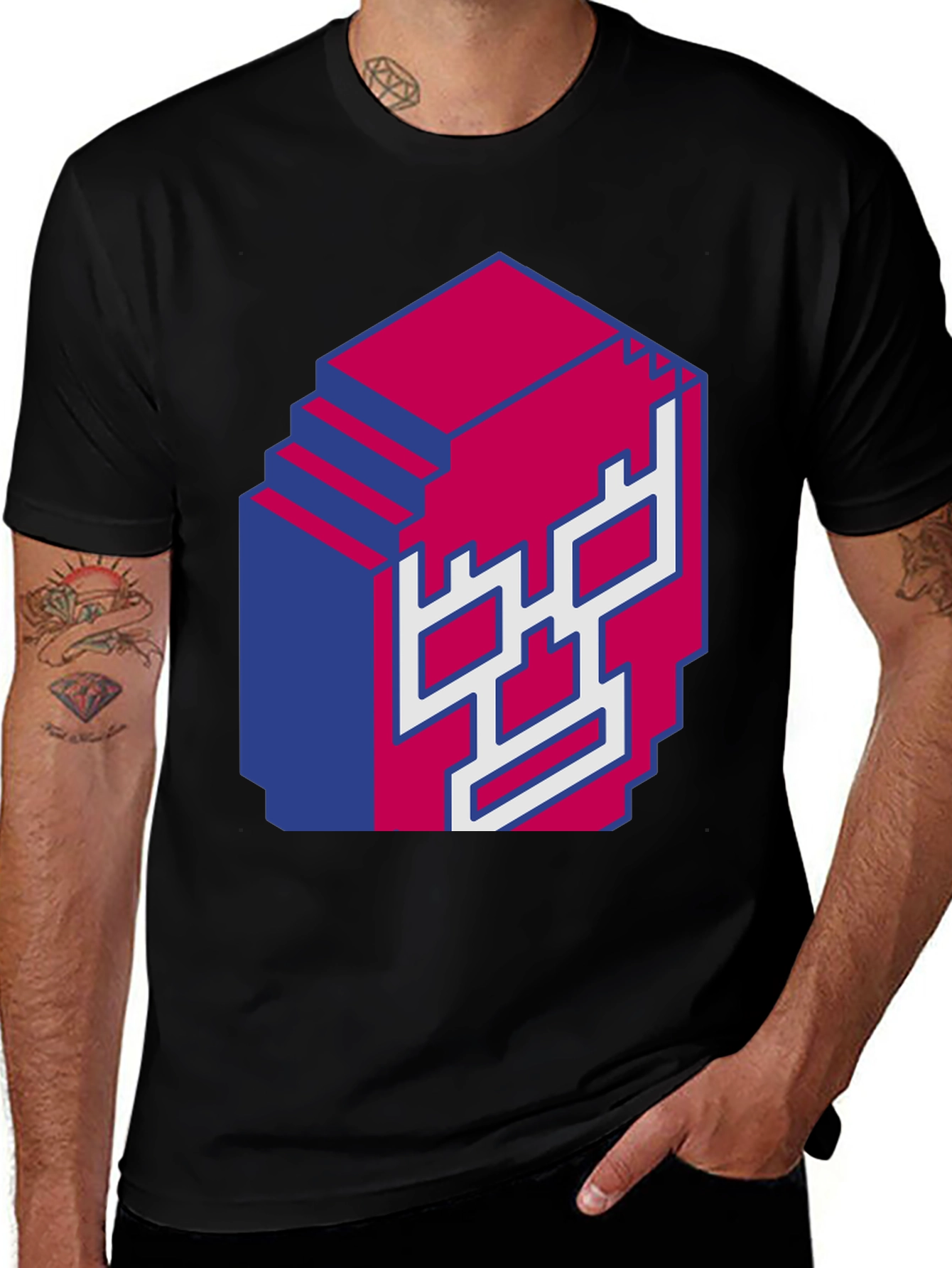 Pixel Skull Graphic Tee - Bold 3D Design