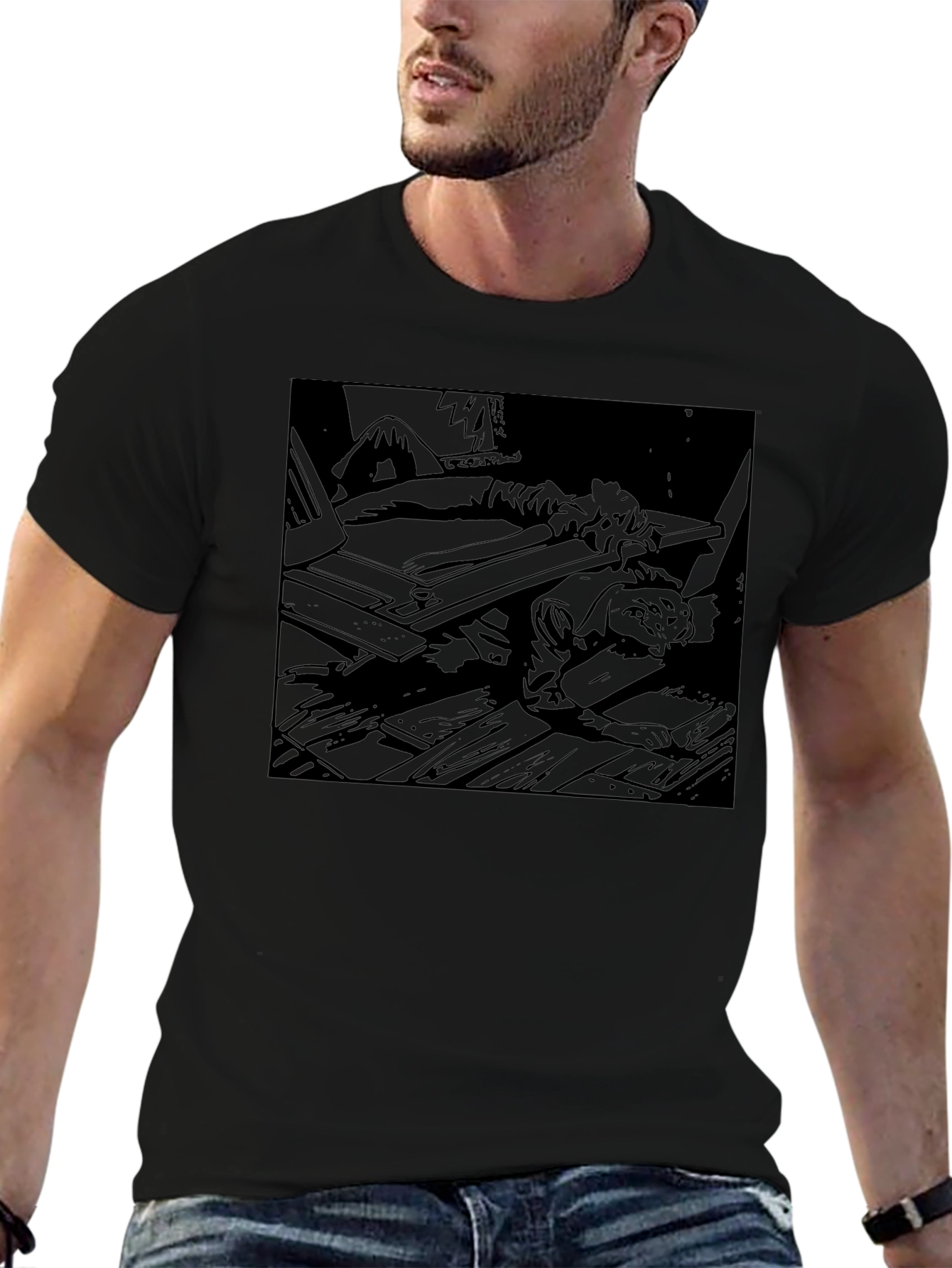 Dark Graphic Print Tee - Relaxed Fit