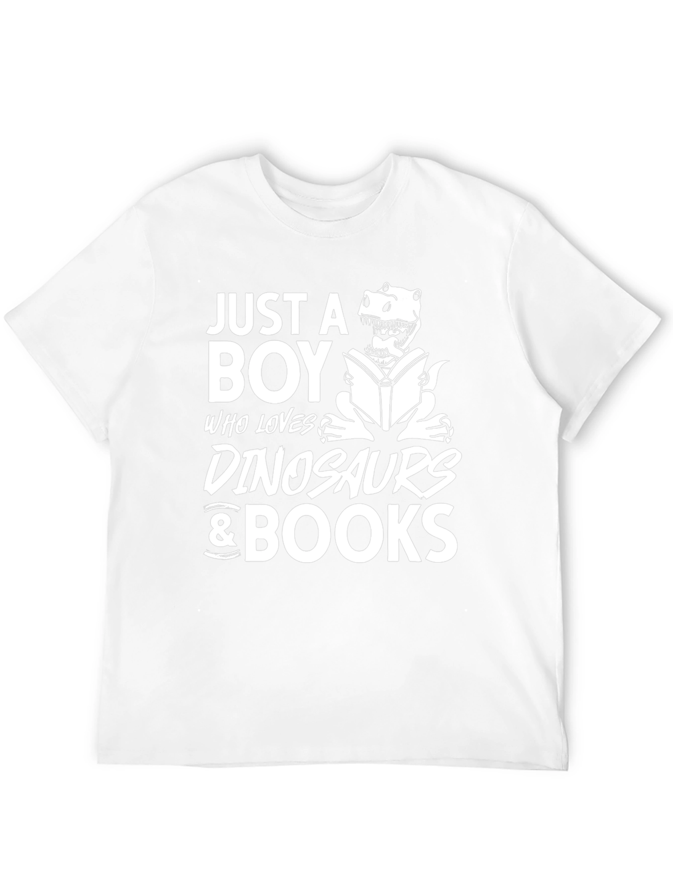 Boy Loves Dinosaurs & Books Black Graphic T-Shirt