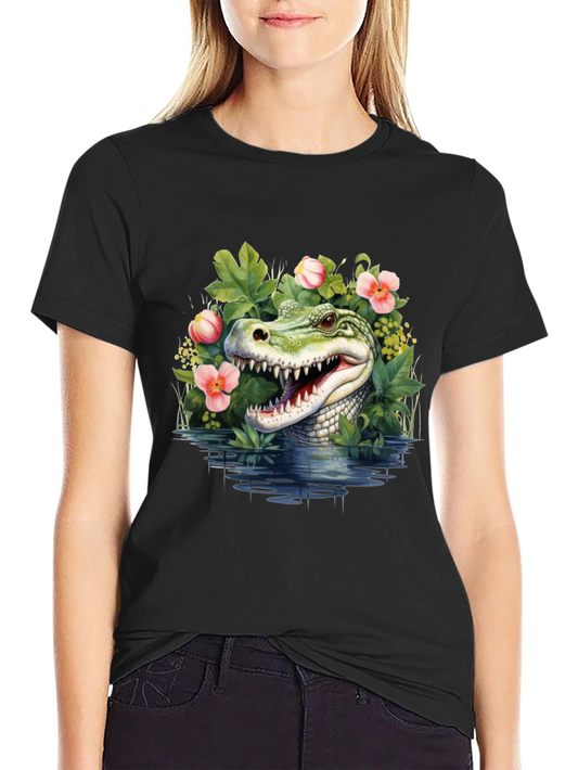Gator in Bloom Tee - Alligator Floral Graphic Print