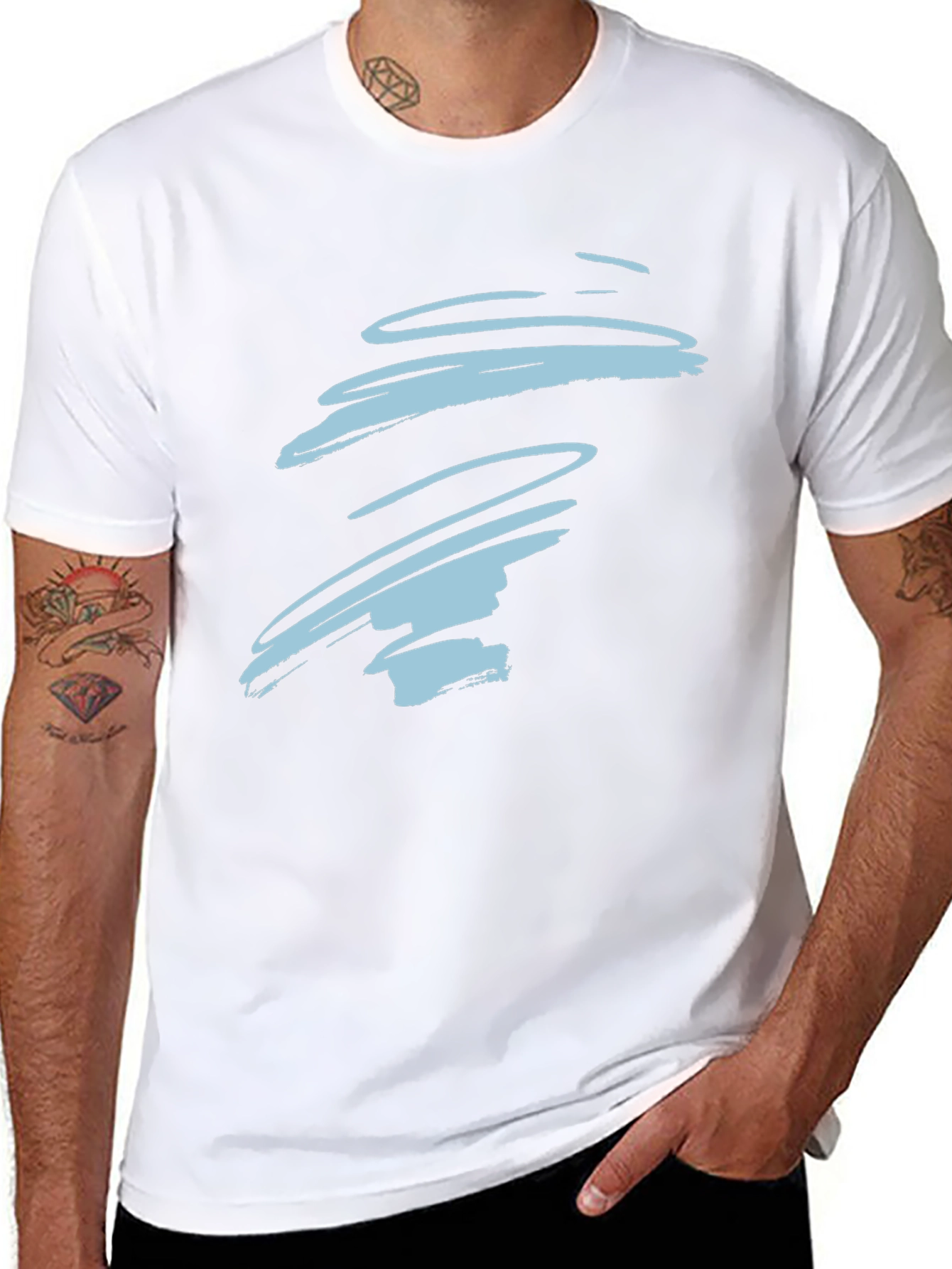 Abstract Swirl Graphic Tee - Casual Black T-Shirt