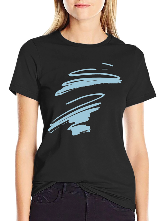 Abstract Swirl Graphic Tee - Casual Black T-Shirt