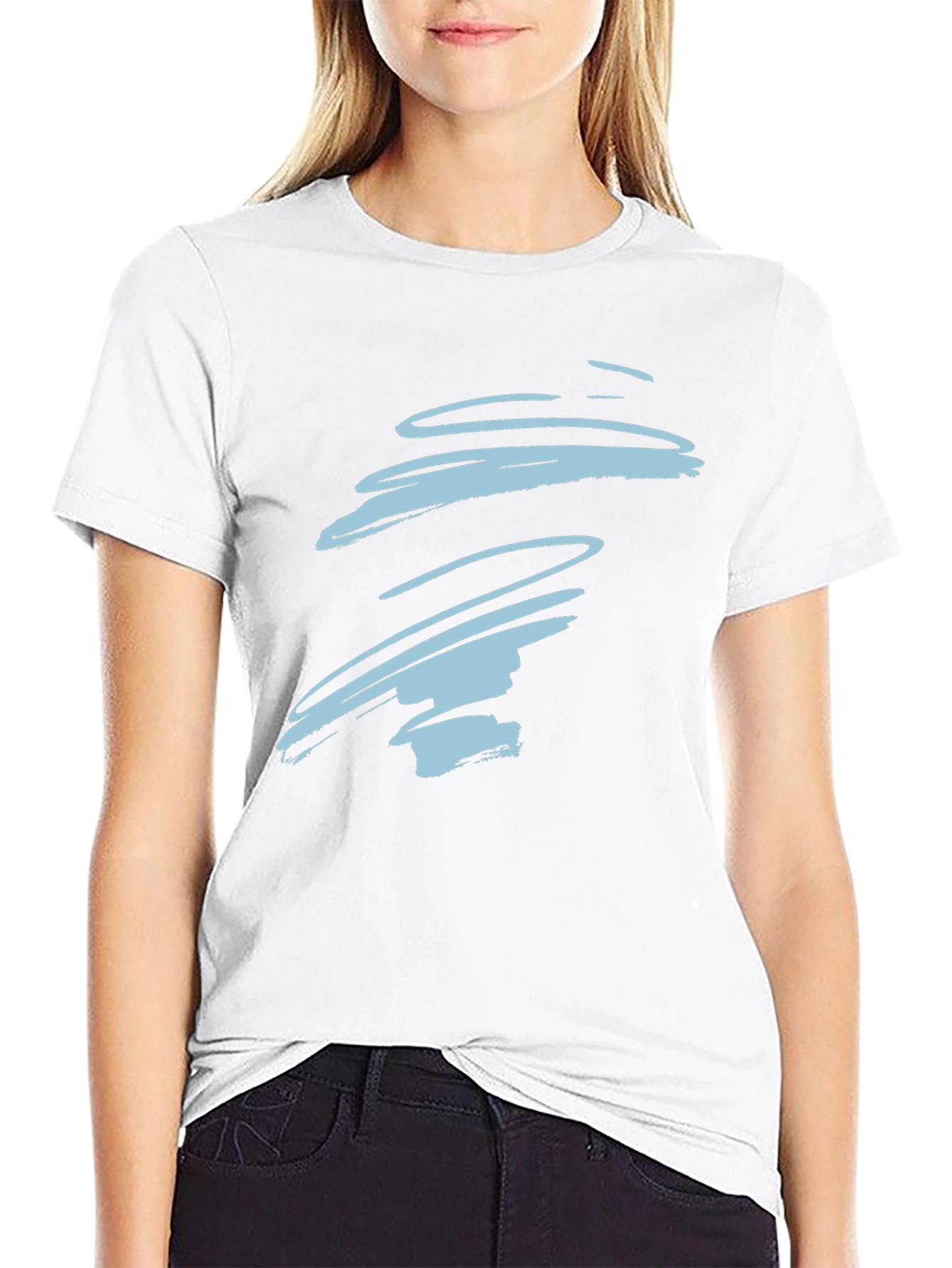 Abstract Swirl Graphic Tee - Casual Black T-Shirt