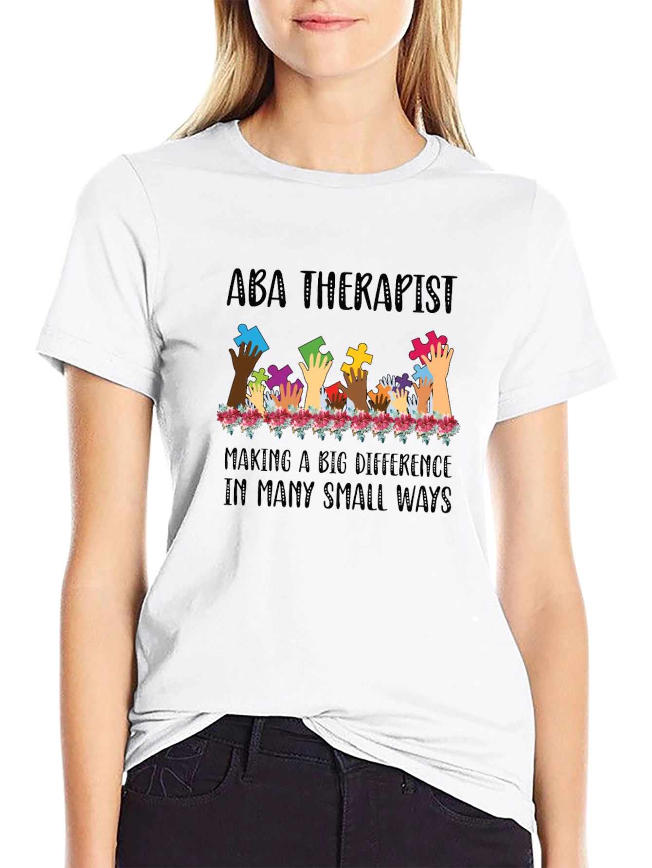 ABA Therapist Puzzle Piece Hands T-Shirt