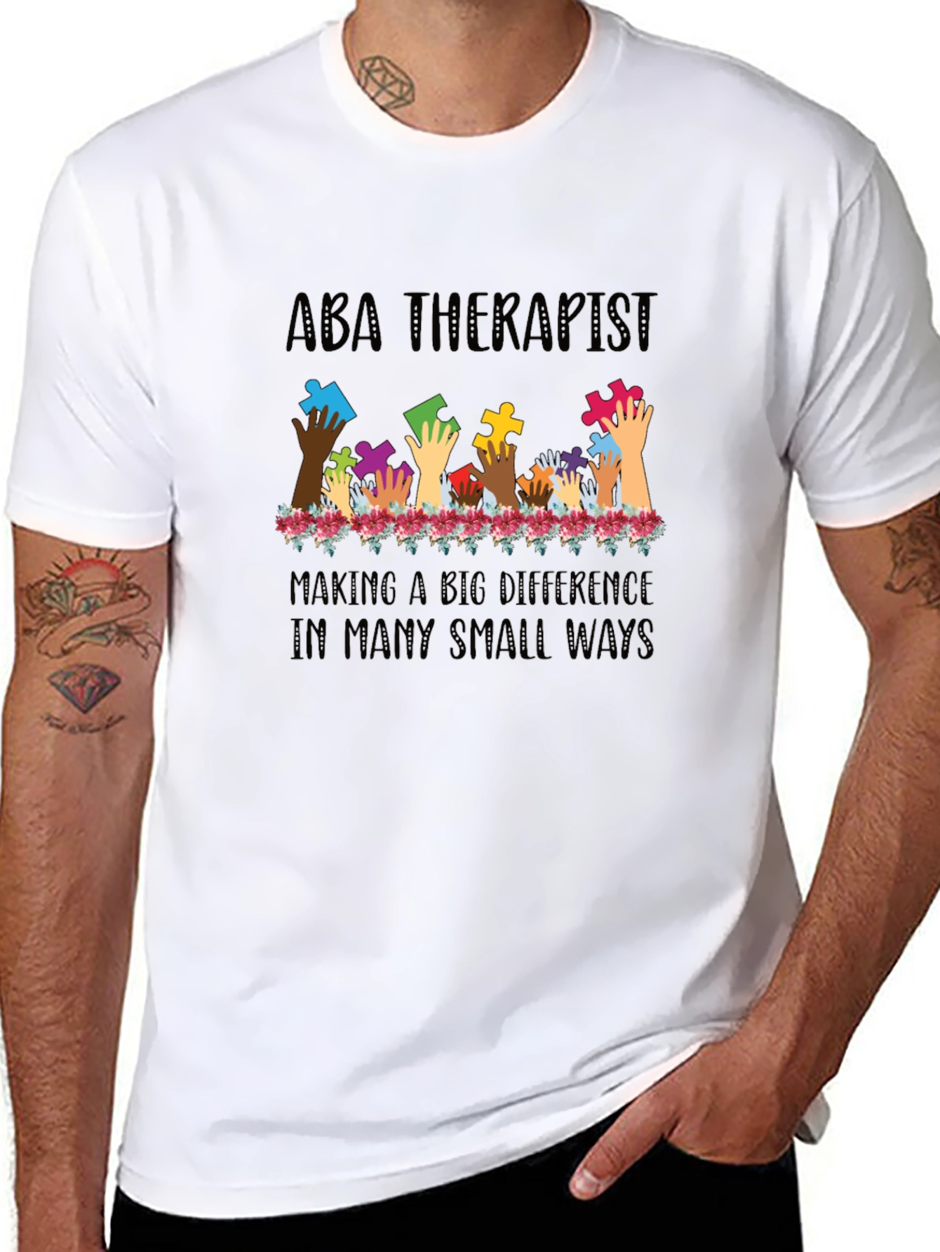 ABA Therapist Puzzle Piece Hands T-Shirt