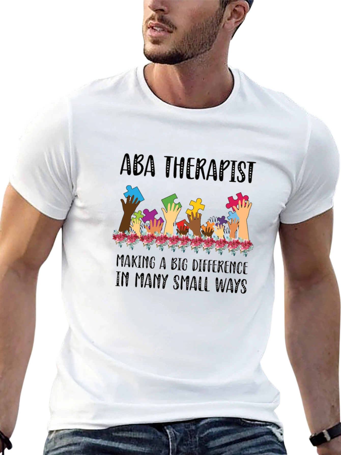 ABA Therapist Puzzle Piece Hands T-Shirt
