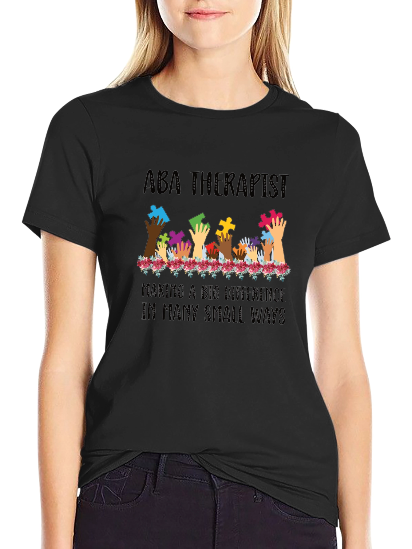 ABA Therapist Puzzle Piece Hands T-Shirt