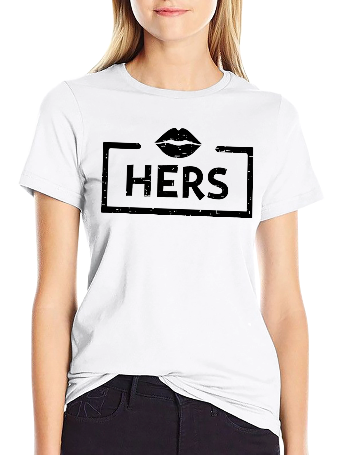 Hers Lips Graphic Black T-Shirt