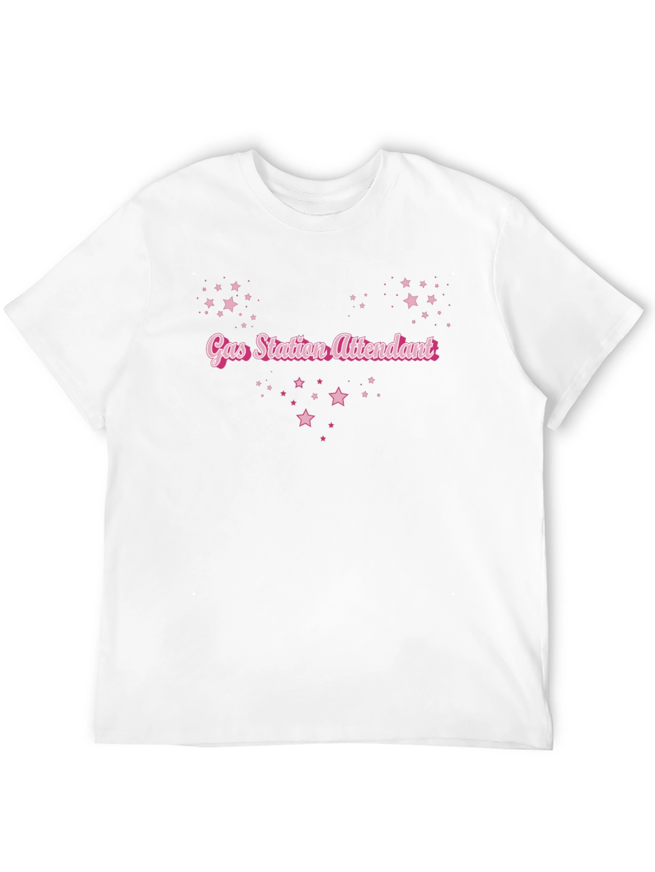Gas Station Attendant Tee - Pink Stars