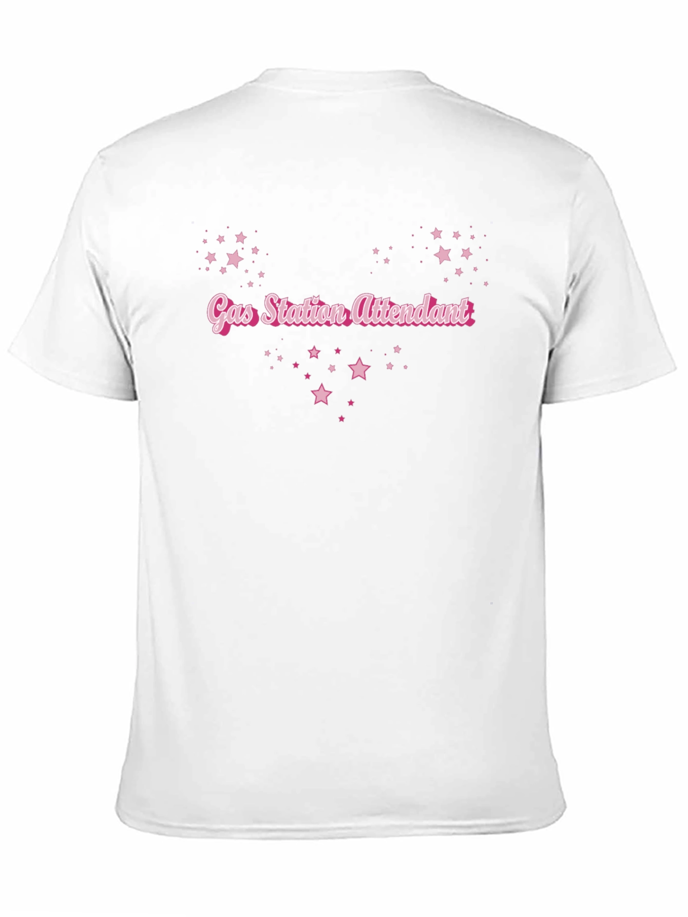 Gas Station Attendant Tee - Pink Stars