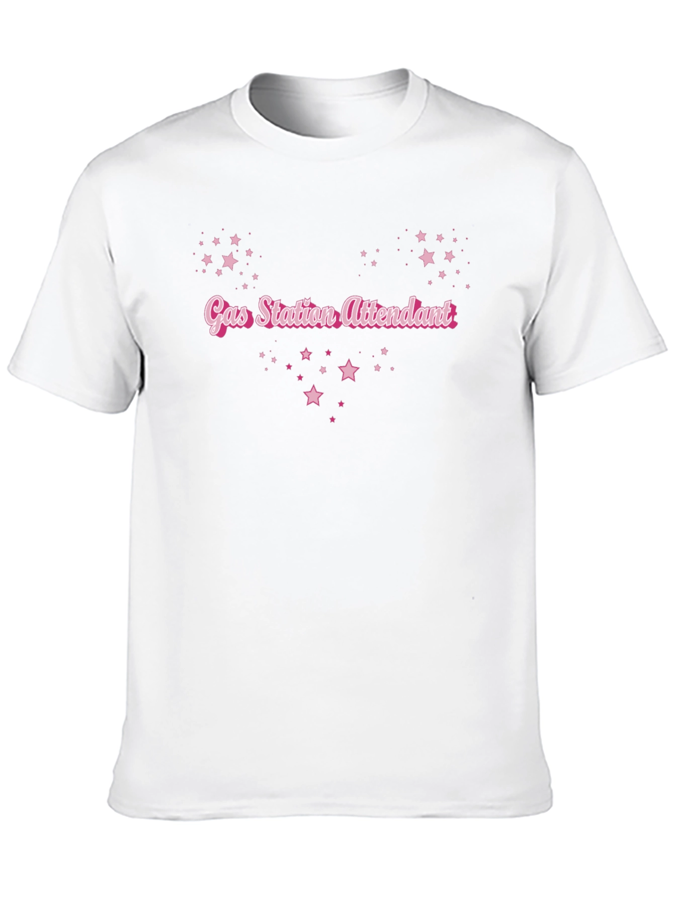 Gas Station Attendant Tee - Pink Stars