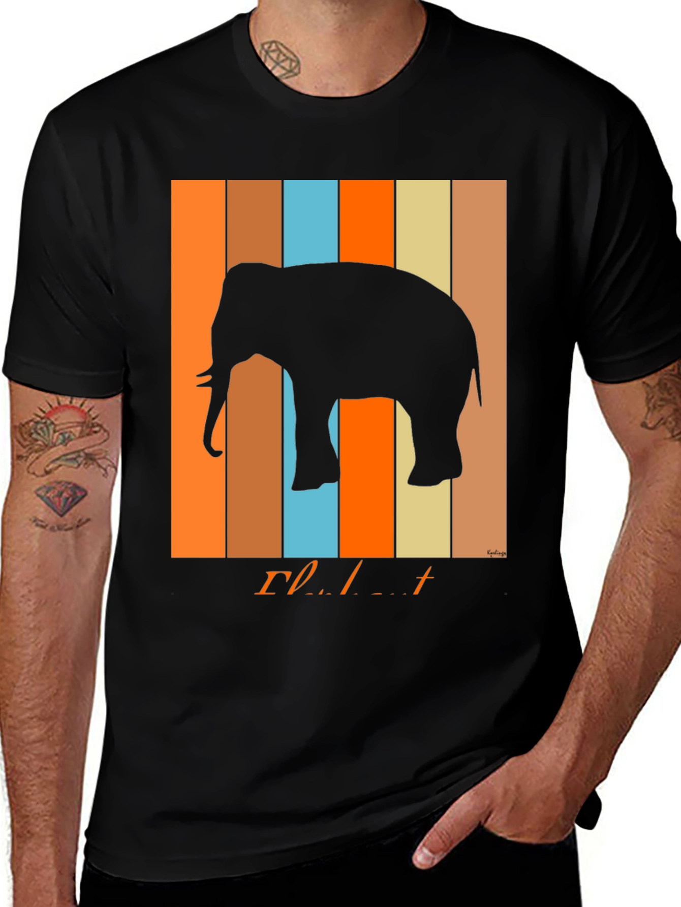 Retro Elephant Graphic T-Shirt