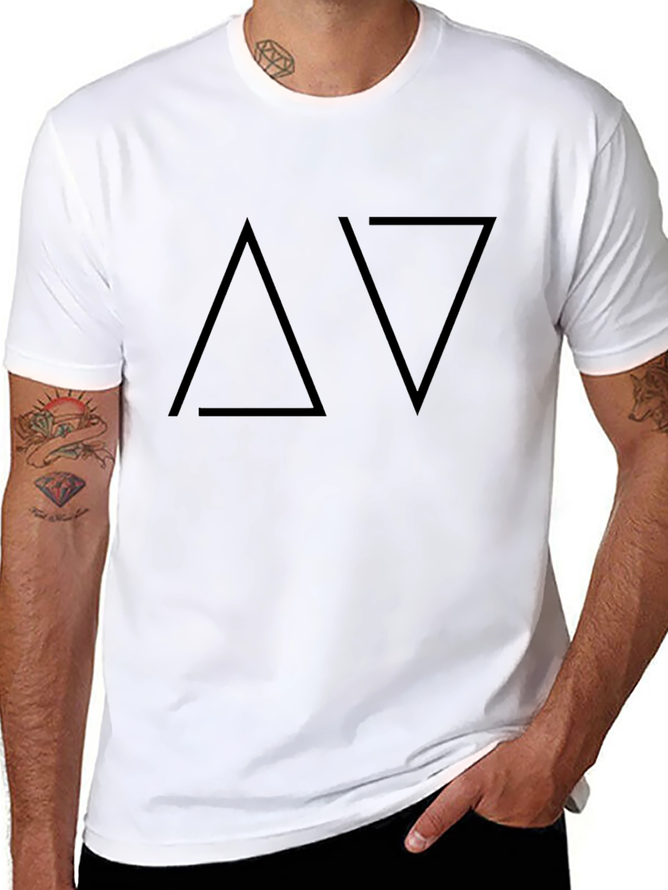 Modern Triangle Graphic Black T-Shirt