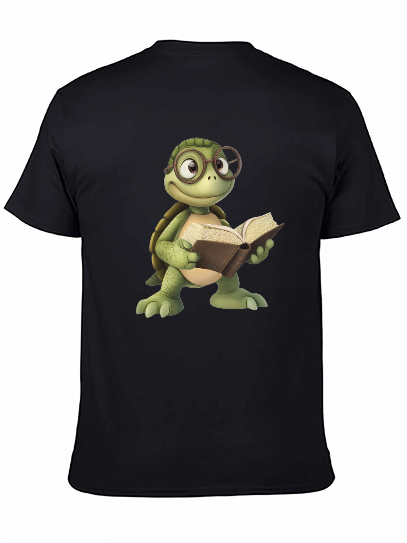 Bookish Turtle Graphic Tee - Black Cotton T-Shirt