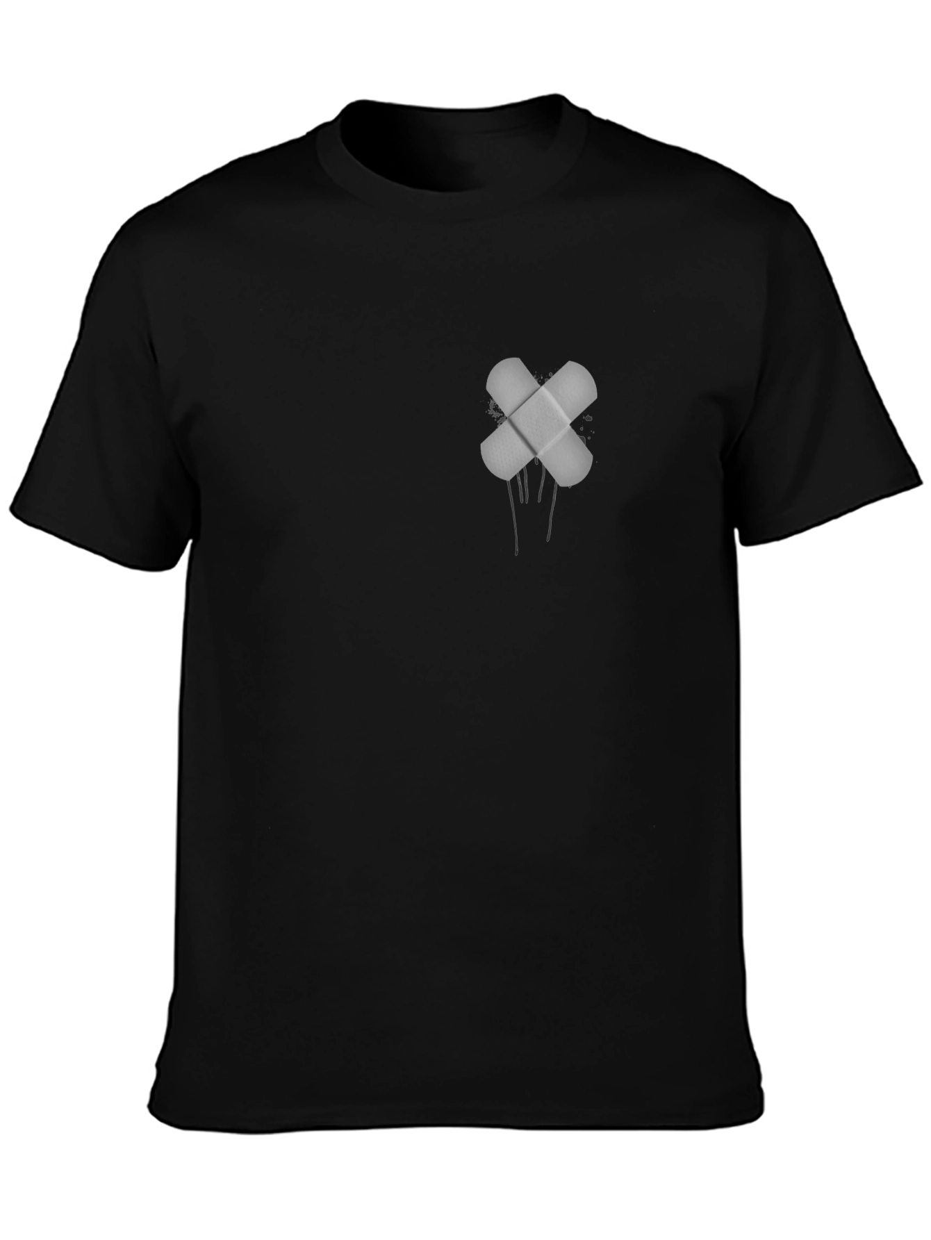 Black T-Shirt with Band-Aid Graphic
