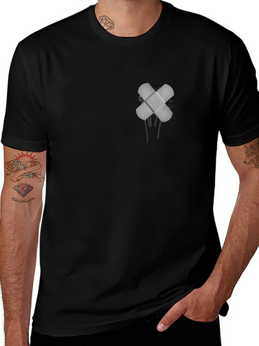 Black T-Shirt with Band-Aid Graphic