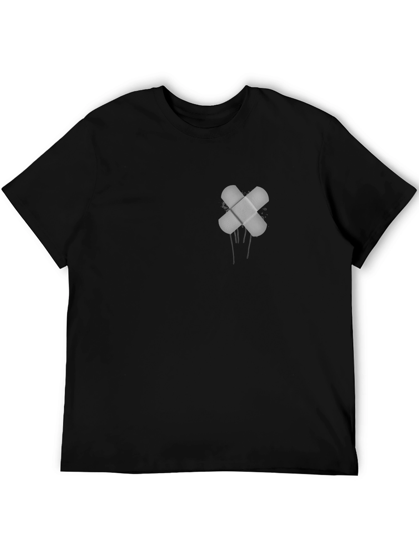 Black T-Shirt with Band-Aid Graphic