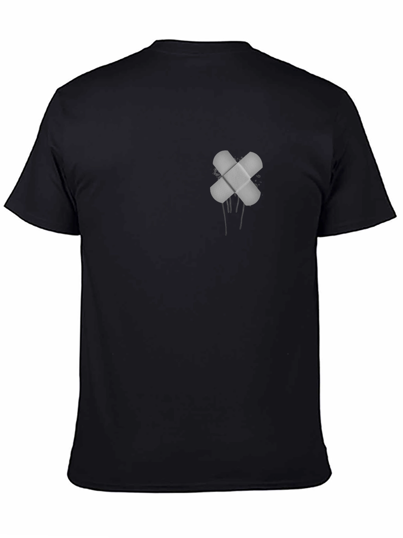 Black T-Shirt with Band-Aid Graphic