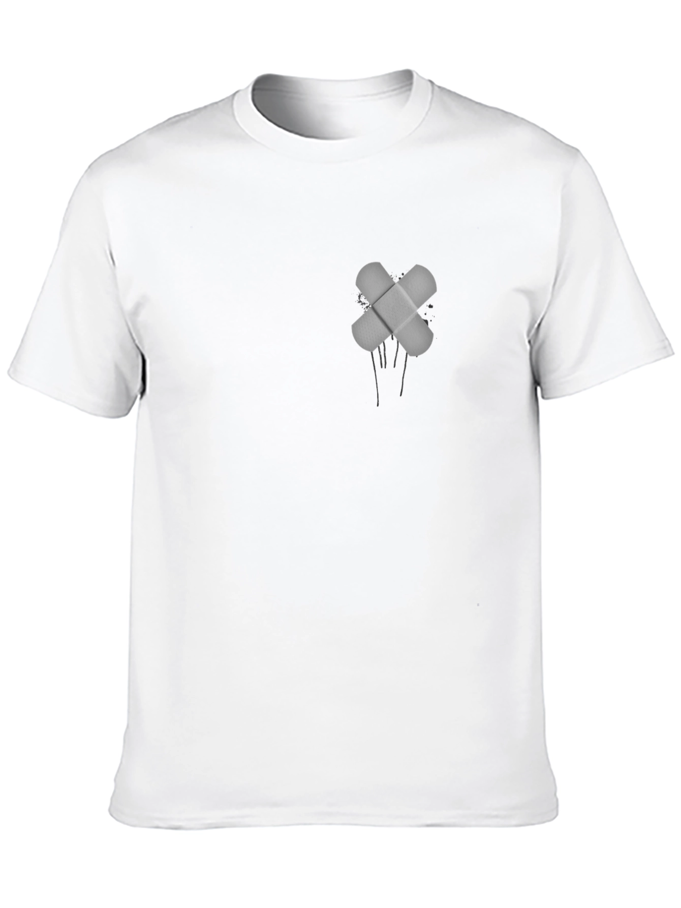 Black T-Shirt with Band-Aid Graphic