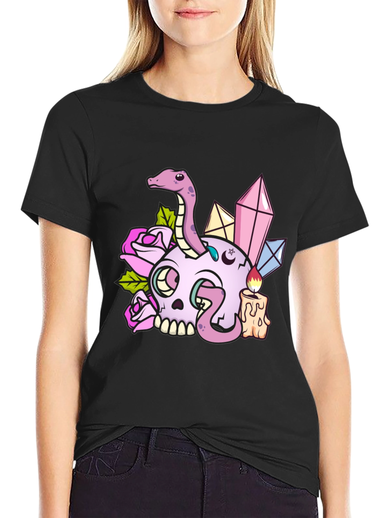 Skull & Snake Graphic Tee - Dark Aesthetic T-Shirt