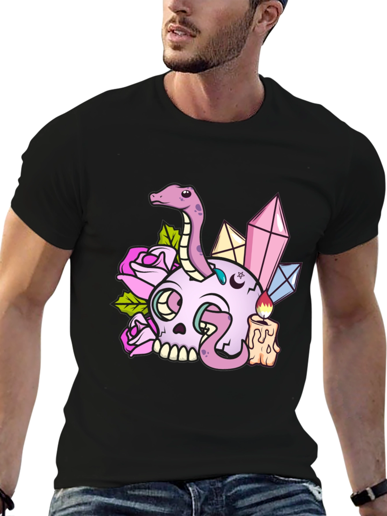 Skull & Snake Graphic Tee - Dark Aesthetic T-Shirt
