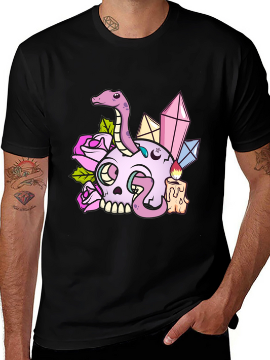 Skull & Snake Graphic Tee - Dark Aesthetic T-Shirt
