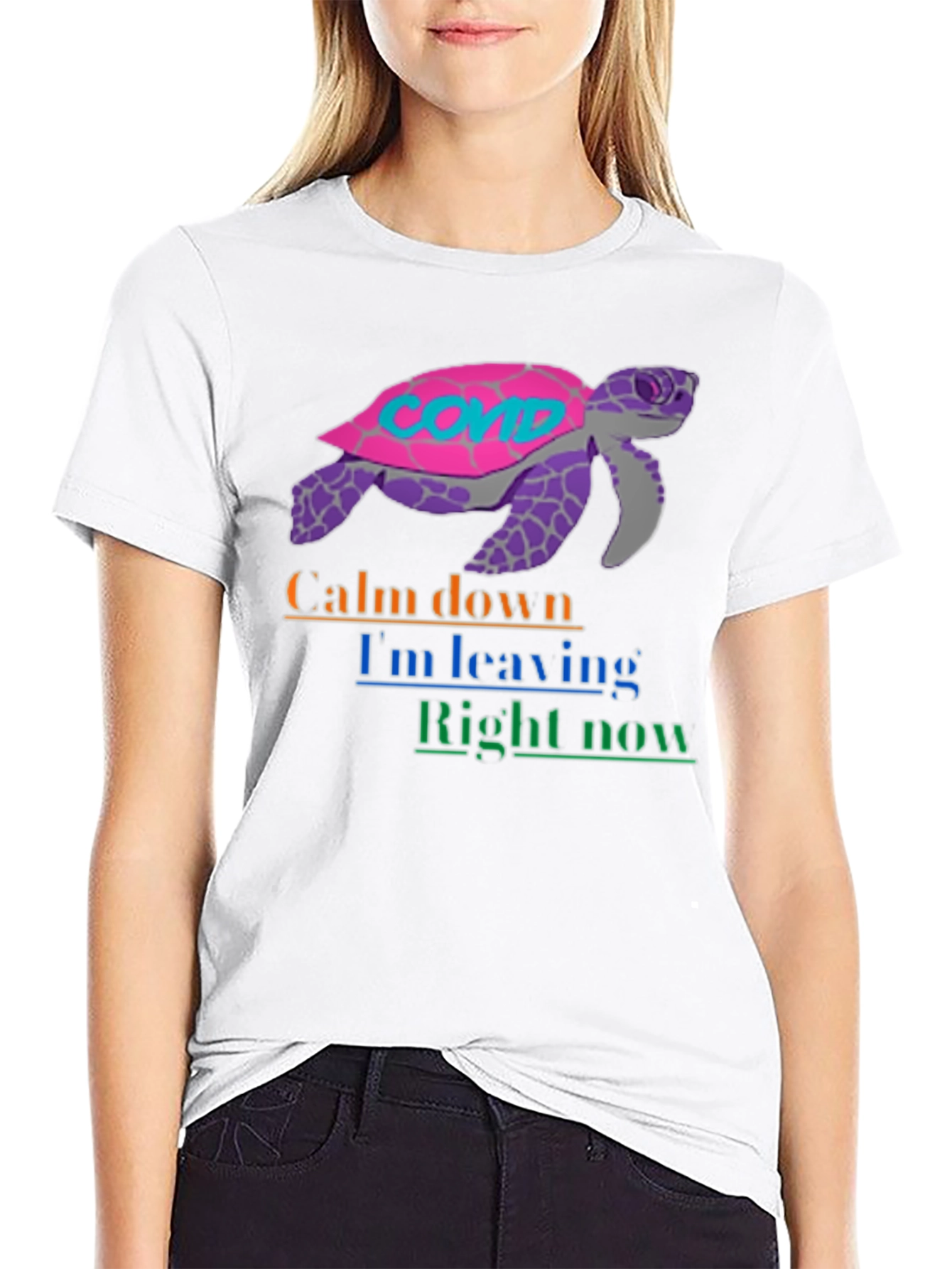 COVID Turtle Graphic Tee - Calm Down Im Leaving