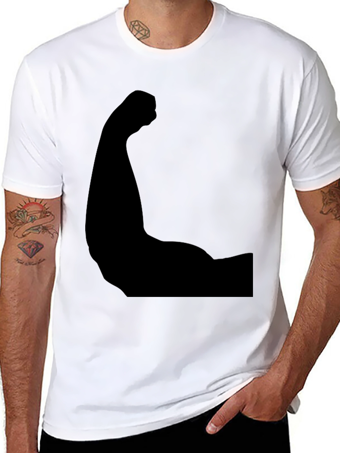 Black Arm Muscle Graphic Tee - Flex Your Style!