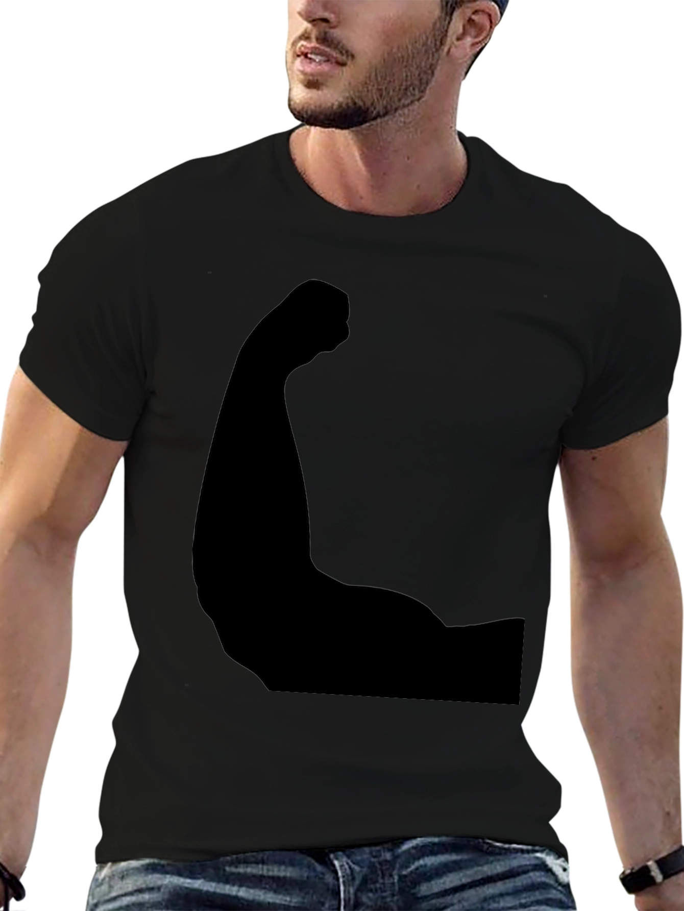 Black Arm Muscle Graphic Tee - Flex Your Style!