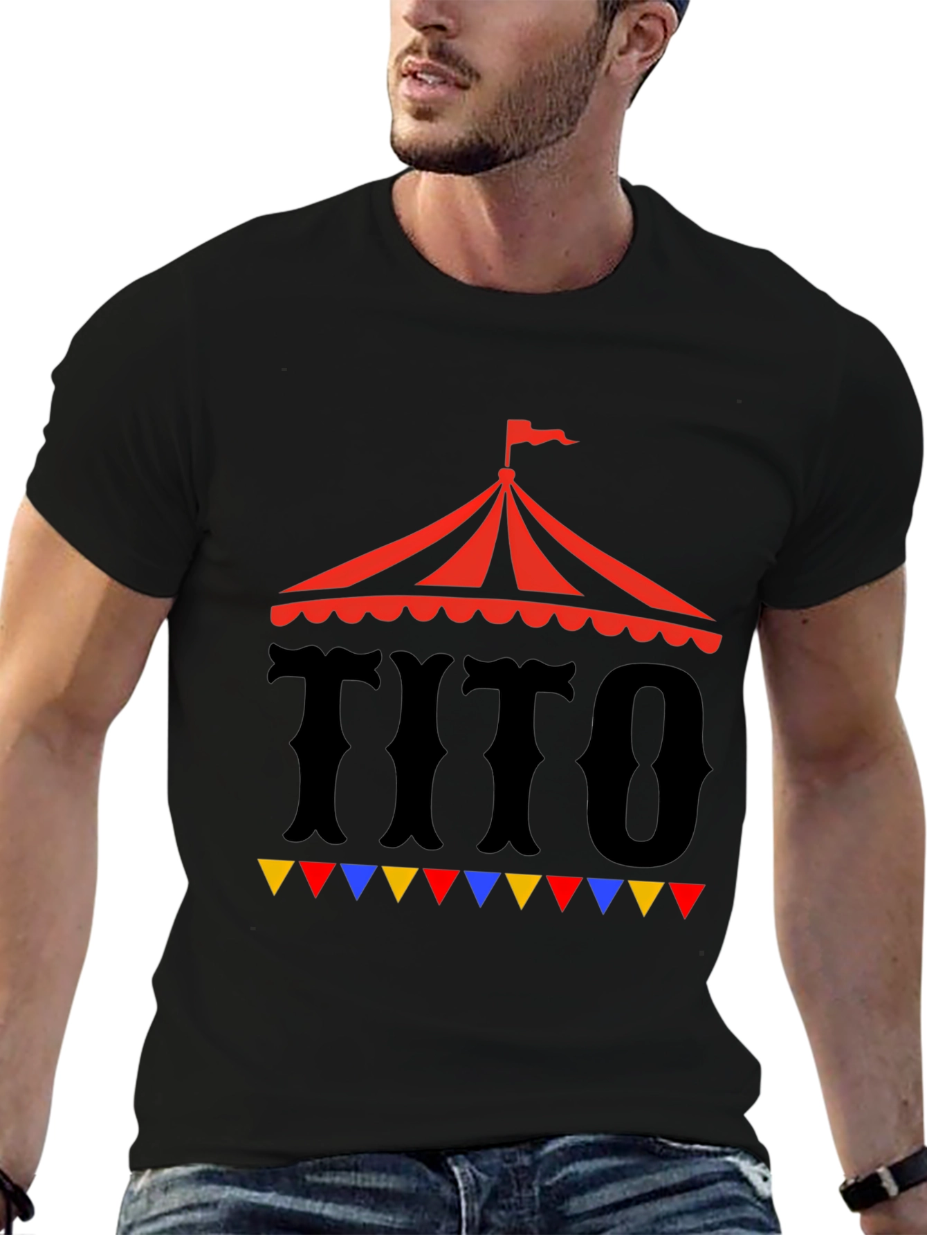 TITO Circus Tent Graphic Tee - Black Cotton T-Shirt