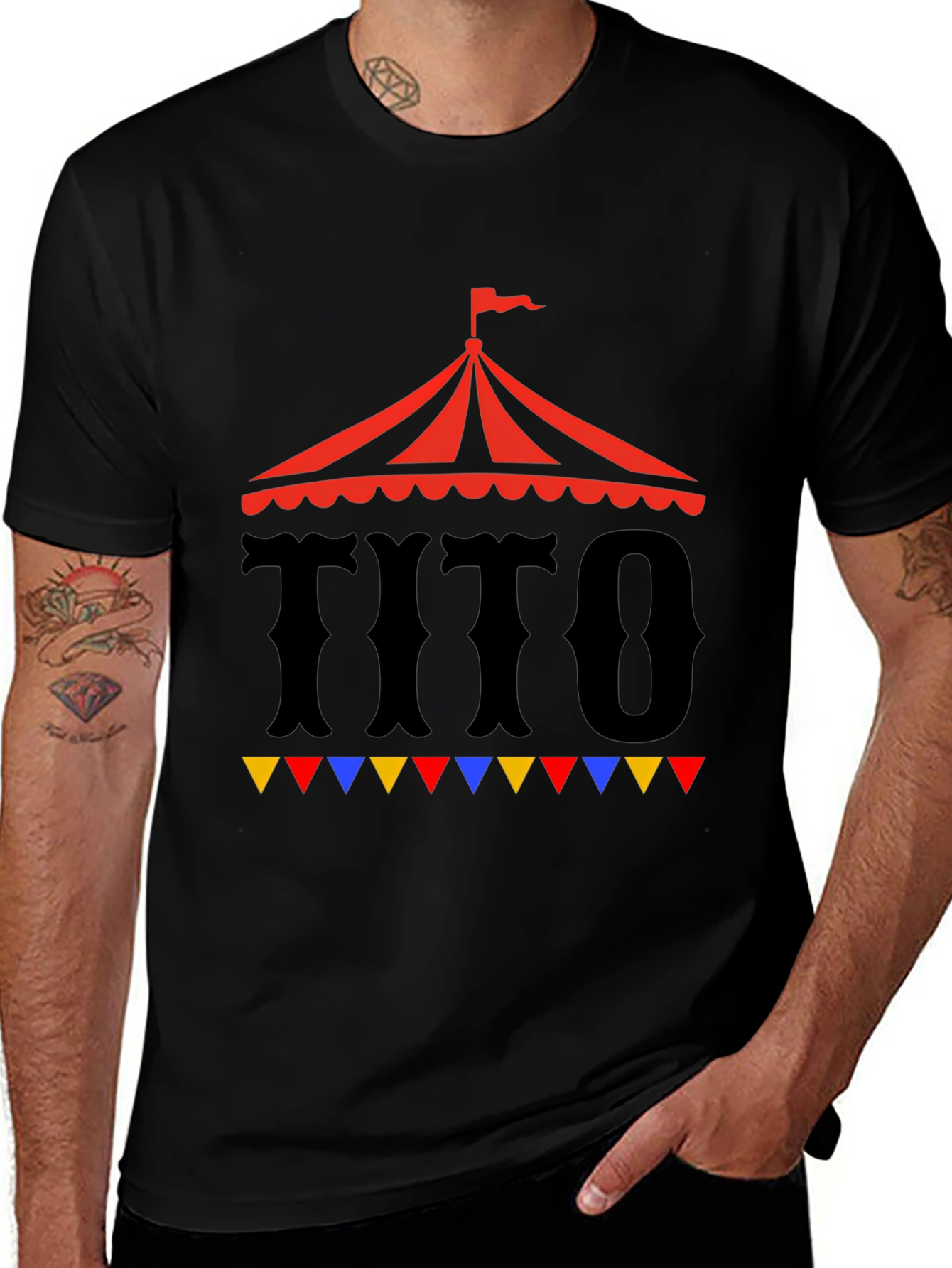 TITO Circus Tent Graphic Tee - Black Cotton T-Shirt